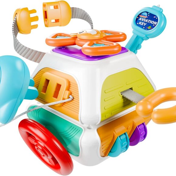 Vibrant 10-in-1 Baby Busy Board - Engaging Sensory Toy for Ages 6-36 Months - Picture 1 of 7